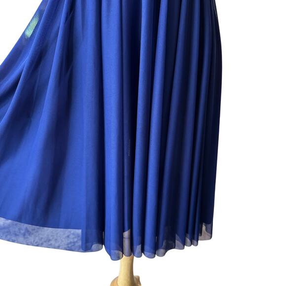 JH Evenings Womens Floral Lace Chiffon Sleeveless Dress Size 8 Navy Blue Formal - Picture 4 of 13